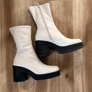 Elegant Cream Platform Boots